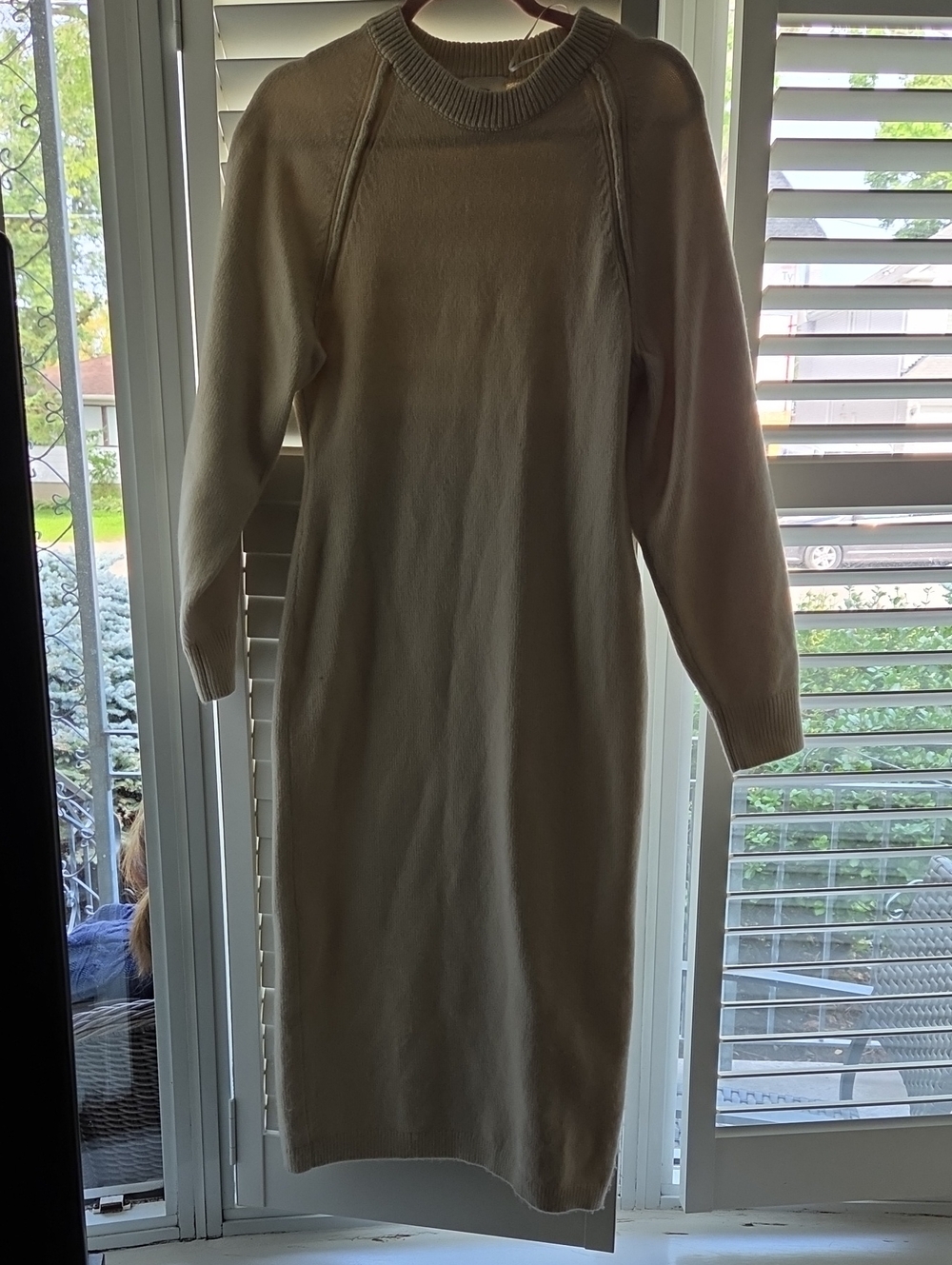 Long Cream Knit Sweater DRESS